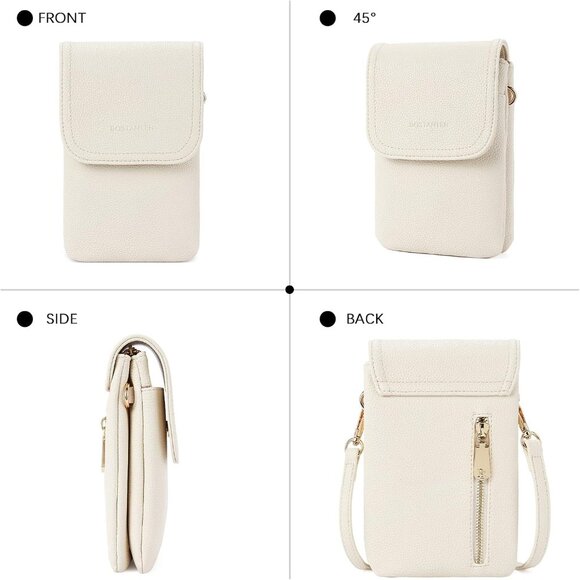 Women Pebble Beige-White Imported Vegan Leather Adjustable Strap Crossbody Bags - Picture 7 of 7